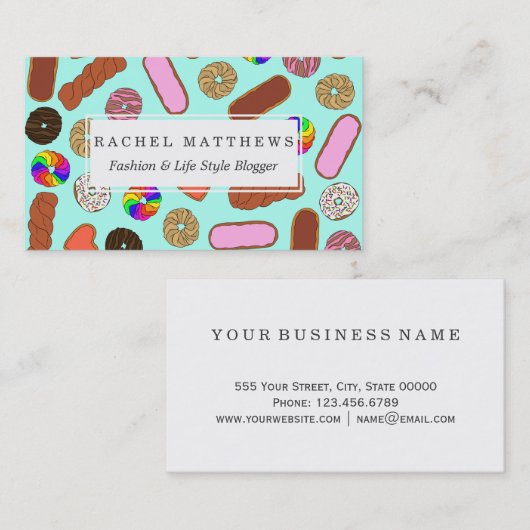 分類されたかわいい朝食のグルメのドーナツ 名刺 (正面/裏面)