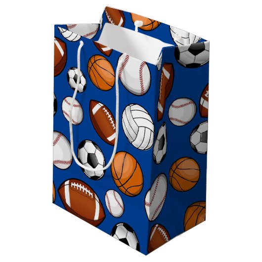 分類されたスポーツオールスターのカスタムな文字の青 ミディアムペーパーバッグ (裏面アングル)