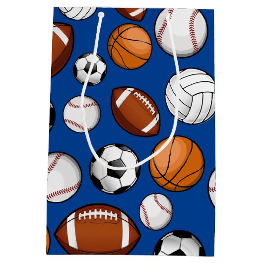 分類されたスポーツオールスターのカスタムな文字の青 ミディアムペーパーバッグ (裏面)