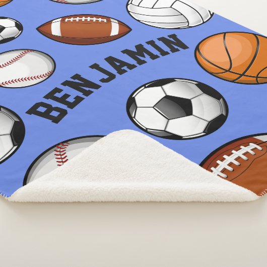 分類されたスポーツプレーヤーの名前をカスタムするの空色 シェルパブランケット (3/4)