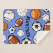 分類されたスポーツプレーヤーの名前をカスタムするの空色 シェルパブランケット (正面(横))