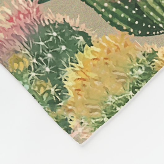 分類された咲くサボテンの植物 フリースブランケット (角)