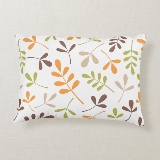 分類された葉のブラウンのオレンジ緑の砂の白 アクセントクッション (裏面)