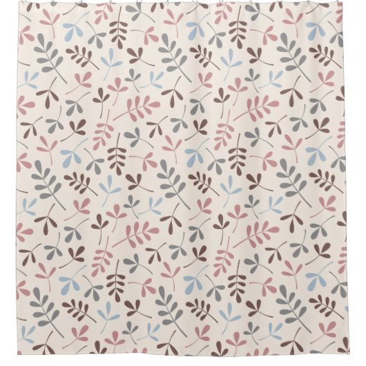 分類された葉の灰色の暗灰色青いピンクのCrm Ptn シャワーカーテン (正面)