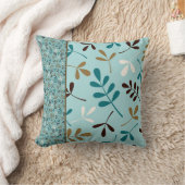 分類された葉の芸術のティール(緑がかった色)のクリーム色の金ゴールドブラウン クッション (ブランケット)