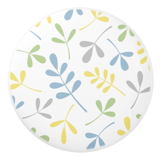 分類された葉の青緑の灰色の黄色い白 セラミックノブ (正面)