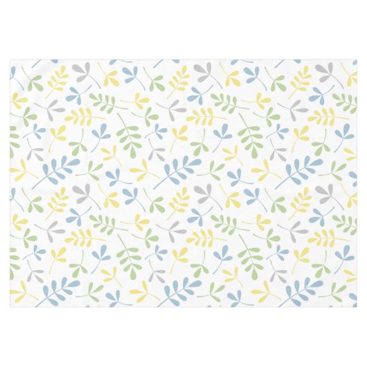 分類された葉の青緑灰色の黄色く白いPtn テーブルクロス (正面(横))