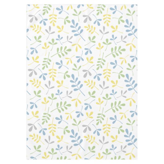 分類された葉の青緑灰色の黄色く白いPtn テーブルクロス (正面)