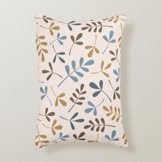 分類された葉のPtn茶色がかった鋼色の金ゴールドのクリーム アクセントクッション (正面(垂直))