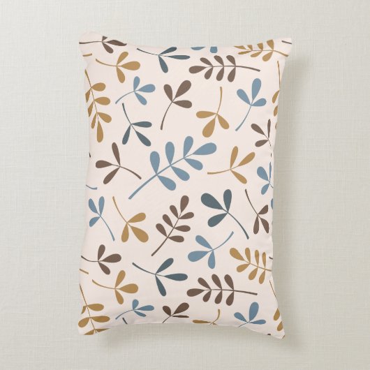 分類された葉のPtn茶色がかった鋼色の金ゴールドのクリーム アクセントクッション (裏面(縦))