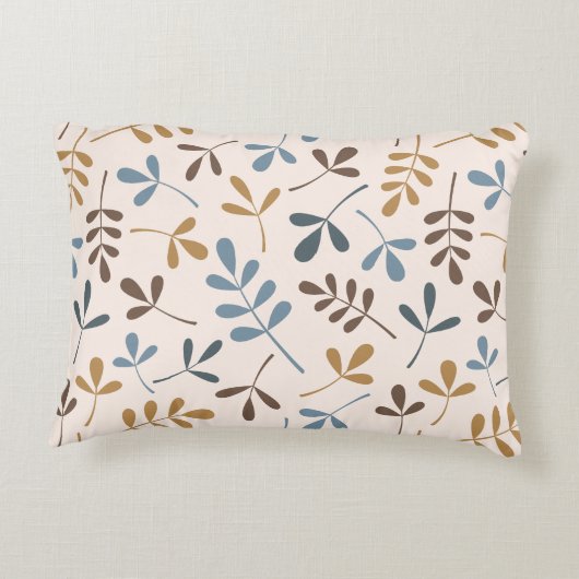 分類された葉のPtn茶色がかった鋼色の金ゴールドのクリーム アクセントクッション (裏面)