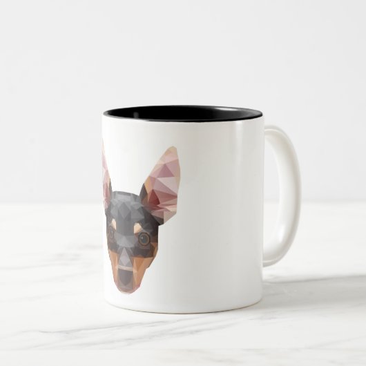分Pinの幾何学的な動物の芸術のマグのピンシャー犬 ツートーンマグカップ (正面右)
