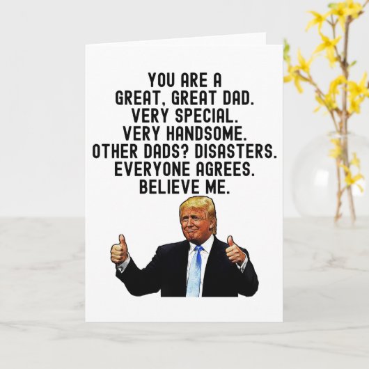 切おもしろいり札の父親の日と誕生日の贈り物 カード (黄色い花)