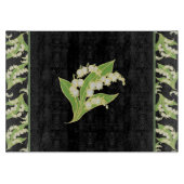 切かわいらし断ボード：谷のユリ、ブラック カッティングボード (正面)