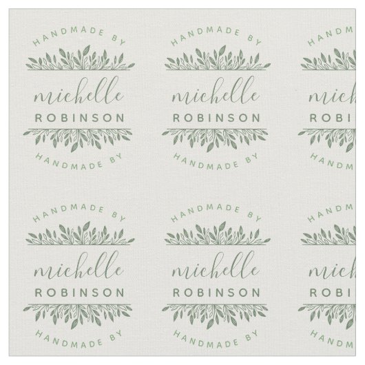 切って縫う | セージグリーン植物手作り名 ファブリック (クローズアップ)