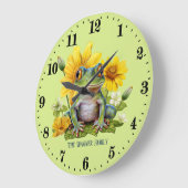切りカエルの恋人に名前を追加 ラージ壁時計 (傾斜)