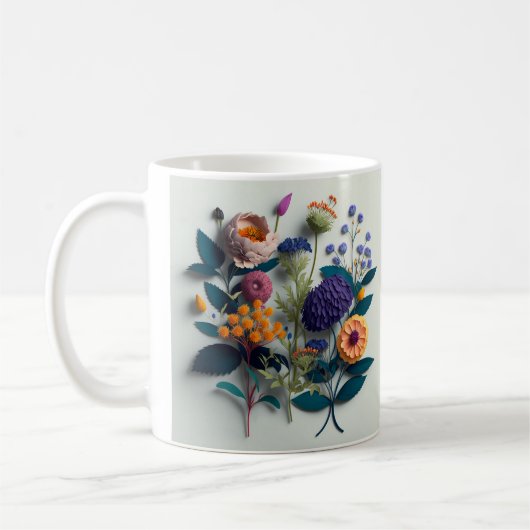 切りカラフル紙花 コーヒーマグカップ (左)