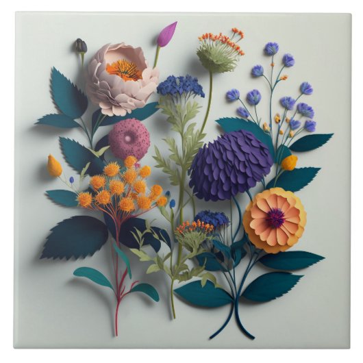 切りカラフル紙花 タイル (正面)