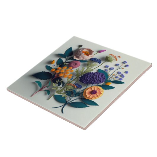 切りカラフル紙花 タイル (側面)