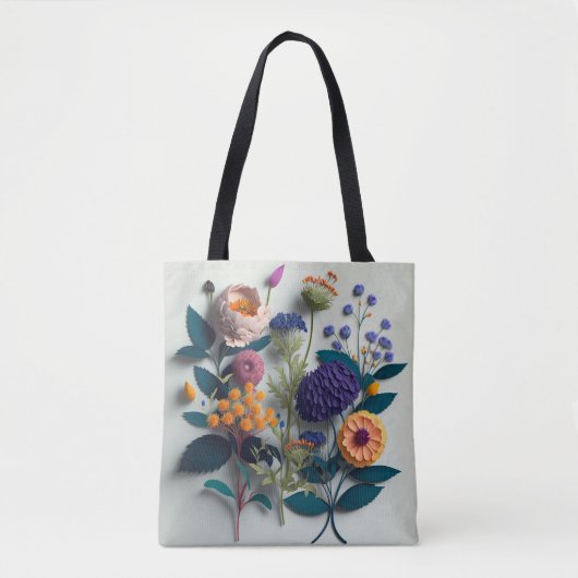 切りカラフル紙花 トートバッグ (正面)