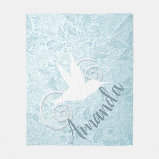 切りファンシー抜きハミングバード フリースブランケット (正面)