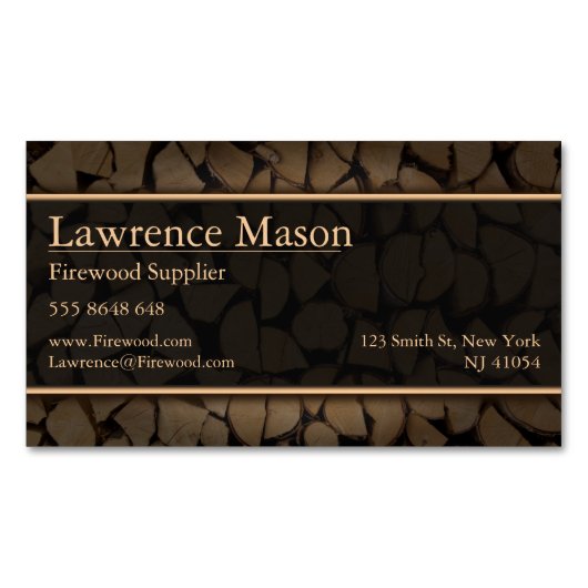 切り丸薪の供給ビジネスカード マグネット名刺 (正面)
