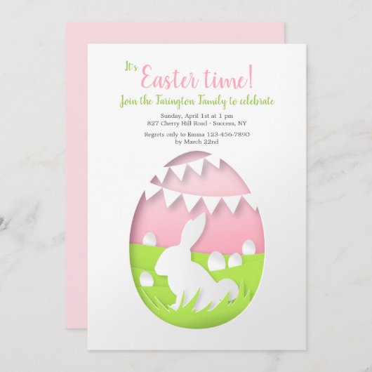 切り出しイースターエッグ招待状 招待状 (正面/裏面)