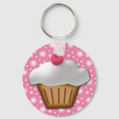 切り出しカップケーキとピンクのさくらんぼを上 キーホルダー (正面)