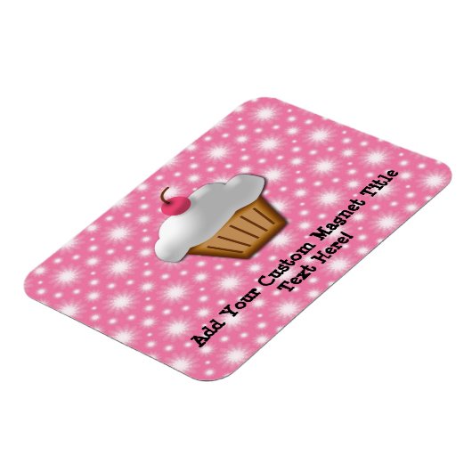 切り出しカップケーキとピンクのさくらんぼを上 マグネット (左側)