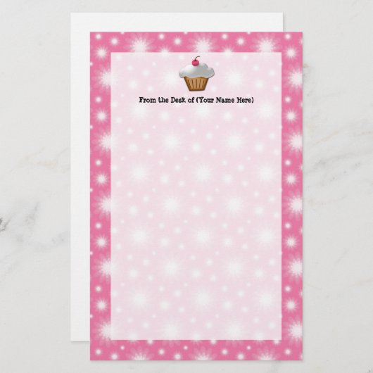 切り出しカップケーキとピンクのさくらんぼを上 便箋 (正面/裏面)