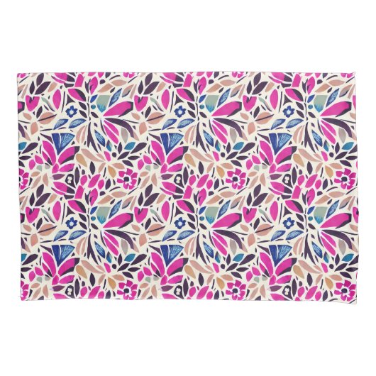 切り出しカラフル植物柄ダベットカバー 枕カバー (正面)