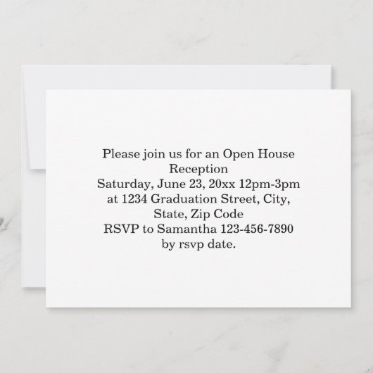 切り出しスタイルエレガント写真の卒業発表 招待状 (裏面)