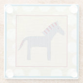 切り出しゼブラオンクリーム背景 ガラスコースター (裏面)