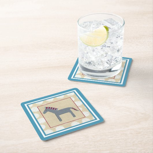 切り出しゼブラオンクリーム背景 スクエアペーパーコースター (インサイチュ)