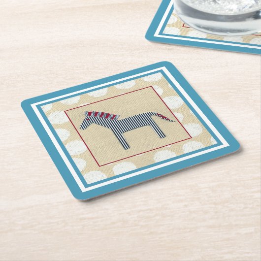 切り出しゼブラオンクリーム背景 スクエアペーパーコースター (アングル)