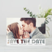 切り出しタイポグラフィセーブ・ザ・デート案内 招待状 (スタンド正面)