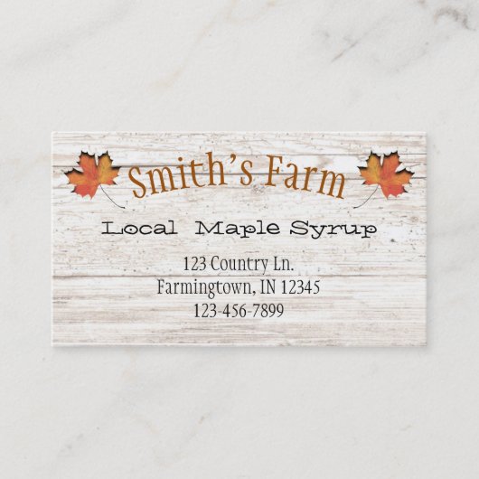 切り出しフェイクメープルリーフメープルシロップ名刺 名刺 (正面)