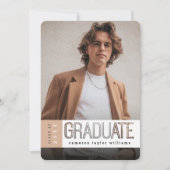 切り出しブロックシンプルのタブ写真卒業パーティー 招待状 (正面)