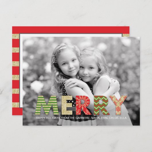 切り出しメリーホリデーフォトカード シーズンポストカード (正面/裏面)