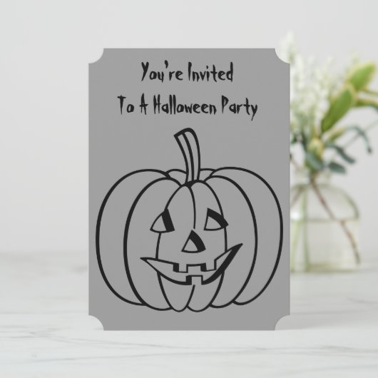 切り出し付きハローウィンパーティ用カボチャ顔 招待状 (スタンド正面)