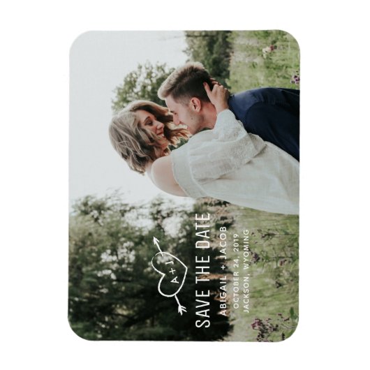 切り分けられたハートの保存日付の写真の磁石 マグネット (縦)