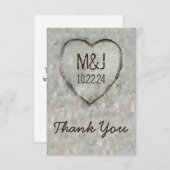 切り分けられたハートの樺の木の結婚式は感謝していしています サンキューカード (正面/裏面)