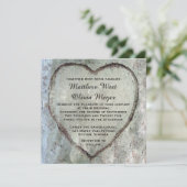 切り分けられたハートの樺の木の結婚式 招待状 (スタンド正面)