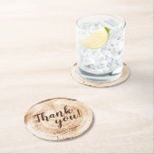 切り分けられた丸太のスライス 素朴なウェディング サンクス ラウンドペーパーコースター (インサイチュ)