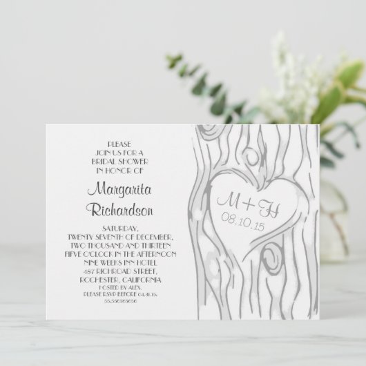 切り分けられた木のモダンのブライダルシャワー招待状 招待状 (スタンド正面)