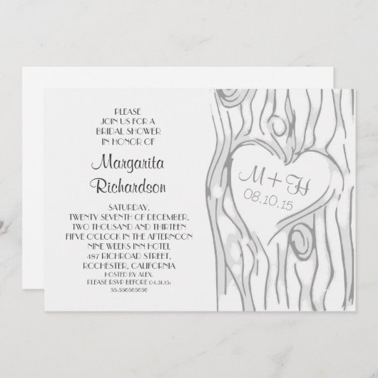 切り分けられた木のモダンのブライダルシャワー招待状 招待状 (正面/裏面)