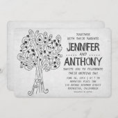 切り分けられた木のモダンの結婚式招待状 招待状 (正面/裏面)