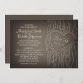 切り分けられた木のヴィンテージの結婚式招待状 招待状 (正面/裏面)