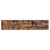 切り分けられた木の東洋の一見 デスクネームプレート (正面)