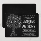 切り分けられた木の黒板の婚約パーティの招待 招待状 (正面/裏面)